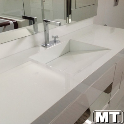 Lavatório em Branco Prime com Cuba Esculpida