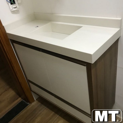 Lavatório em Branco Prime com Cuba esculpida