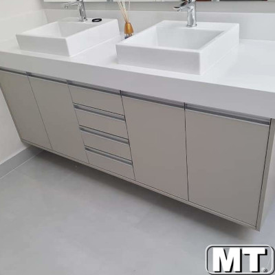 Lavatório em Branco Prime com cuba embutida