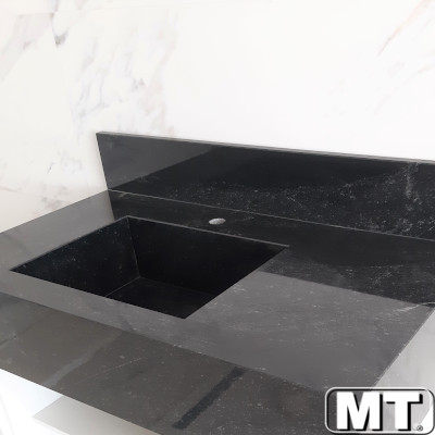 Lavatório em Preto Negresco com cuba esculpida